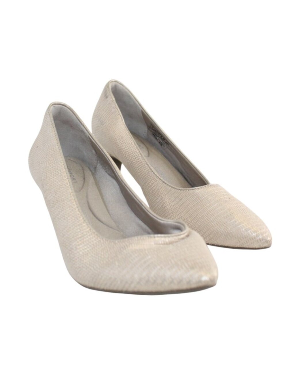 Rockport Trutech Womens 7 Kalila Gold Pebbled Leather Pumps High Heels BX1967 - Picture 2 of 10